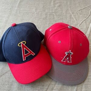 Angels Red and Blue Baseball Caps with Logo